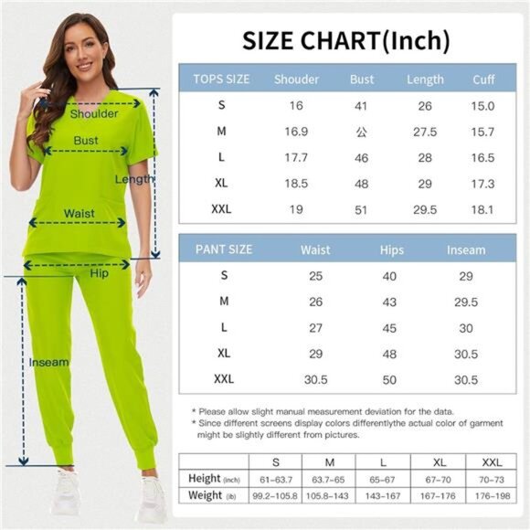 VIAOLI Scrubs for Women Set V-Neck Pocket Top & Drawstring Jogger Scrub Pants - Picture 6 of 7